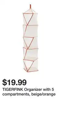 IKEA TIGERFINK Organizer with 5 compartments, beige/orange offer