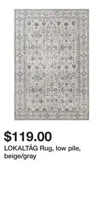 IKEA LOKALTÅG Rug, low pile, beige/gray offer