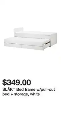 IKEA SLÄKT Bed frame w/pull-out bed + storage, white offer