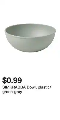 IKEA SIMKRABBA Bowl, plastic/green-gray offer