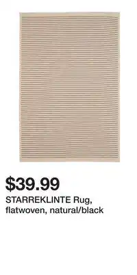 IKEA STARREKLINTE Rug, flatwoven, natural/black offer