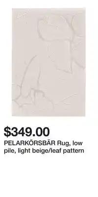 IKEA PELARKÖRSBÄR Rug, low pile, light beige/leaf pattern offer