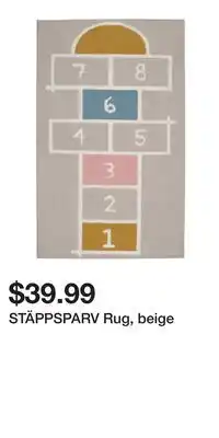 IKEA STÄPPSPARV Rug, beige offer