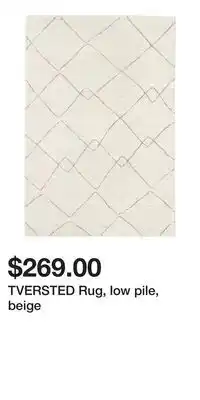 IKEA TVERSTED Rug, low pile, beige offer