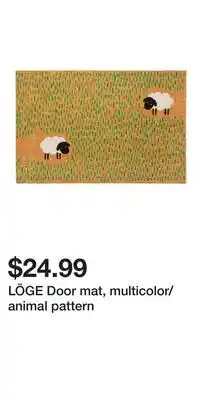 IKEA LÖGE Door mat, multicolor/animal pattern offer