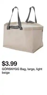 IKEA GÖRSNYGG Bag, large, light beige offer