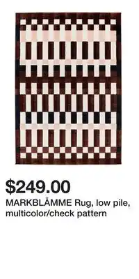 IKEA MARKBLÅMME Rug, low pile, multicolor/check pattern offer
