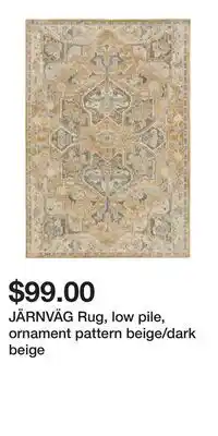 IKEA JÄRNVÄG Rug, low pile, ornament pattern beige/dark beige offer