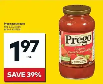 Giant Tiger Prego pasta sauce offer