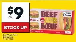 Giant Tiger Giant Value frozen beef burgers offer