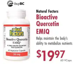Lifestyle Markets Natural Factors Bioactive Quercetin EMIQ offer