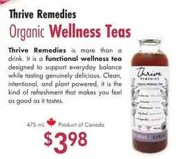 Lifestyle Markets Thrive Remedies Organic Wellness Teas offer