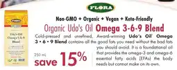 Lifestyle Markets Flora Non-GMO + Organic + Vegan + Keto-Friendly Organic Udo's Oil Omega 3-6-9 Blend offer