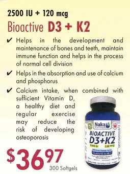 Lifestyle Markets Bioactive D3+ K2 2500 IU +120 mcg offer
