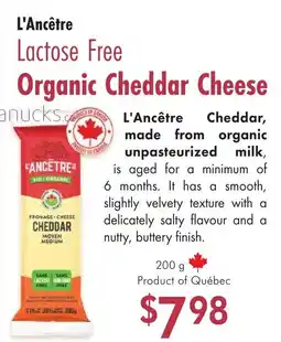 Lifestyle Markets L'Ancêtre Lactose Free Organic Cheddar Cheese offer