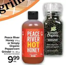 Metro Peace River Honey or Simply Organic Peppercorn Grinder offer