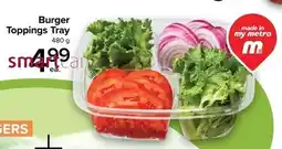 Metro Burger Toppings Tray offer