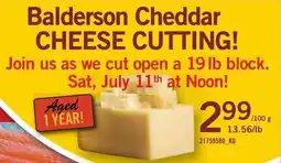 Loblaws Balderson Cheddar Cheese Cutting offer
