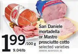 Loblaws San Daniele mortadella or Mastro prosciutto cotto offer