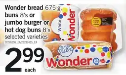 Loblaws Wonder bread, buns or jumbo burger or hot dog buns offer