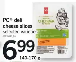 Loblaws PC deli cheese slices offer