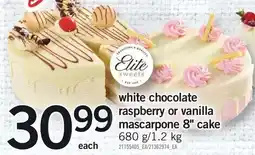 Loblaws Elite white chocolate raspberry or vanilla mascarpone 8" cake offer