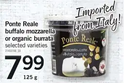 Loblaws Ponte Reale buffalo mozzarella or organic burrata offer