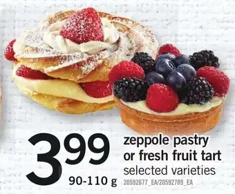 Loblaws Zeppole pastry or fresh fruit tart offer