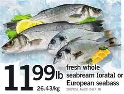 Loblaws Fresh whole seabream orata or European seabass offer