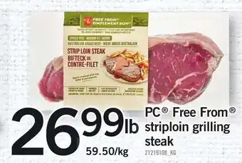 Loblaws PC Free From striploin grilling steak offer