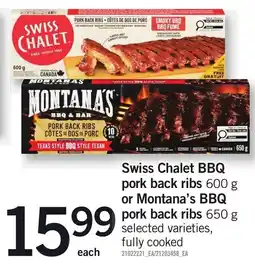 Loblaws Swiss Chalet BBQ pork back ribs or Montana's BBQ pork back ribs offer