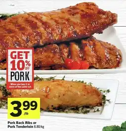 IGA Pork Back Ribs or Pork Tenderloin offer