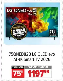 2001 Audio Video 75QNED82B LG OLED evo AI 4K Smart TV 2026 offer