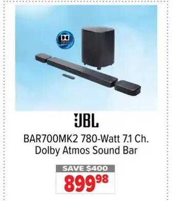 2001 Audio Video BAR700MK2 JBL 780-Watt 7.1 Ch. Dolby Atmos Sound Bar offer