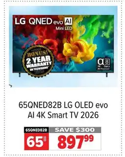 2001 Audio Video 65QNED82B LG 65 OLED evo AI 4K Smart TV 2026 offer