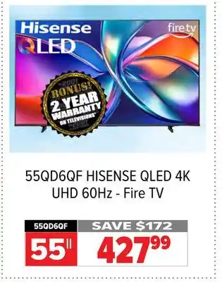 2001 Audio Video 55QD6QF 55 HISENSE QLED 4K UHD 60Hz - Fire TV offer