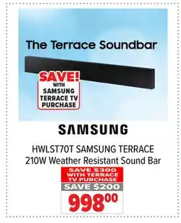 2001 Audio Video HWLST70T SAMSUNG TERRACE 210W Weather Resistant Sound Bar offer