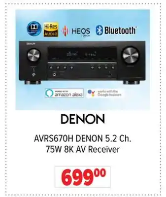 2001 Audio Video AVRS670H DENON 5.2 Ch. 75W 8K AV Receiver offer