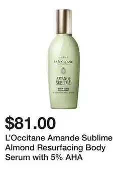 Sephora L'Occitane Amande Sublime Almond Resurfacing Body Serum with 5% AHA offer