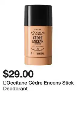 Sephora L'Occitane Cèdre Encens Stick Deodorant offer