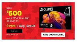 Visions Electronics LG 77 OLED AI B6E 4K Smart TV offer