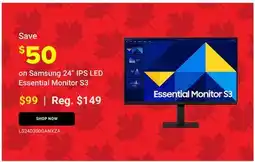 Visions Electronics Samsung 24 IPS LED Essential Monitor S3 offer