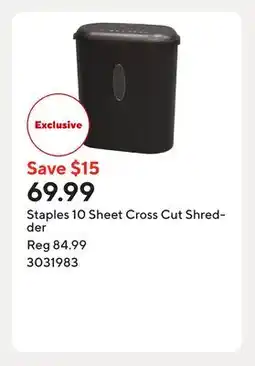 Staples Staples 10 Sheet Cross Cut Shredder offer