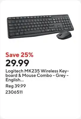 Staples Logitech MK235 Wireless Keyboard & Mouse Combo - Grey - English (920-007897) offer