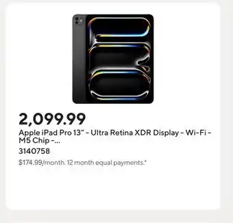 Staples Apple iPad Pro 13 - Ultra Retina XDR Display - Wi-Fi - M5 Chip - 256 GB - Space Black offer