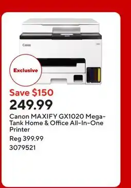Staples Canon MAXIFY GX1020 MegaTank Home & Office All-In-One Printer offer