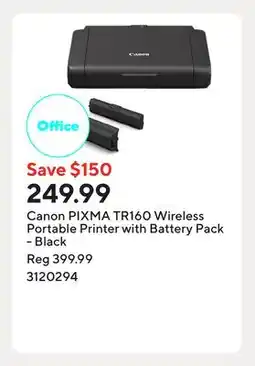 Staples Canon PIXMA TR160 Wireless Portable Printer with Battery Pack - Black offer