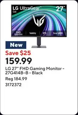 Staples LG 27 FHD Gaming Monitor - 27G414B-B - Black offer