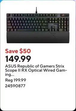 Staples ASUS Republic of Gamers Strix Scope II RX Optical Wired Gaming Keyboard - Red Switches offer