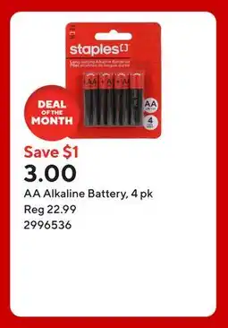 Staples AA Alkaline Battery offer